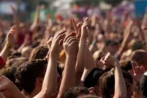 Hands on the air - fans in a concert