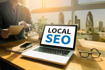 Local SEO displayed on laptop.