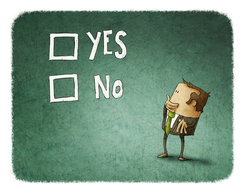 man take a decision between yes or no