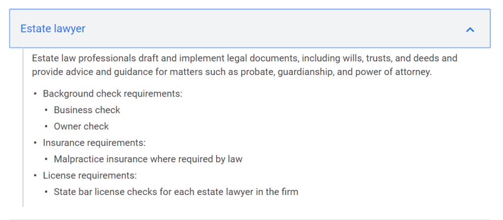 Google Local Services Ads Eligibility for Estate Lawyers